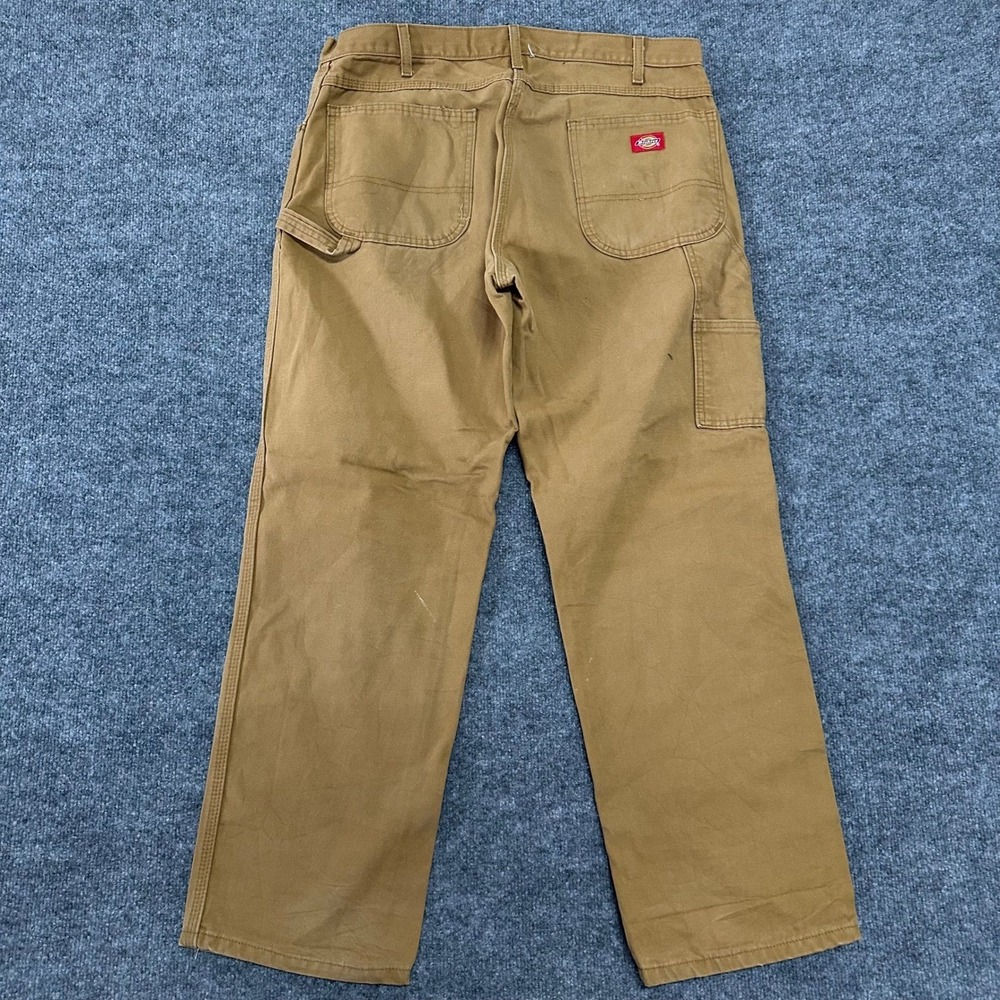 Dickies Carpenter Pants Mens Size 36x30 Brown Duck Canvas Distressed Workwear